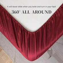 4PCS Full Size Bed Sheet Set, 17 Deep Pocket, 1 Flat Sheet, 2 Pillowcases, Wrinkle-, Shrink & Fade Resistant, Holiday,, Soft & Cozy Bed Linens - B-th-勃根地紅 - 查看 6
