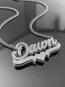 Customized Stainless Steel Double Layer Necklace, Heart & English Letter Clavicle Chain Pendant Jewelry, Ideal Gift For Couples, Friends, Family, Mother's Day - Multicolor - View 7