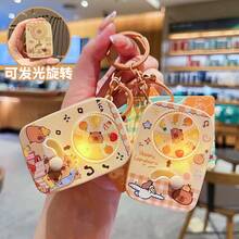 1个创意水豚夜光钥匙扣,趣味旋转玩具减压吊坠,儿童背包伴侣 - 彩色 - 查看 12
