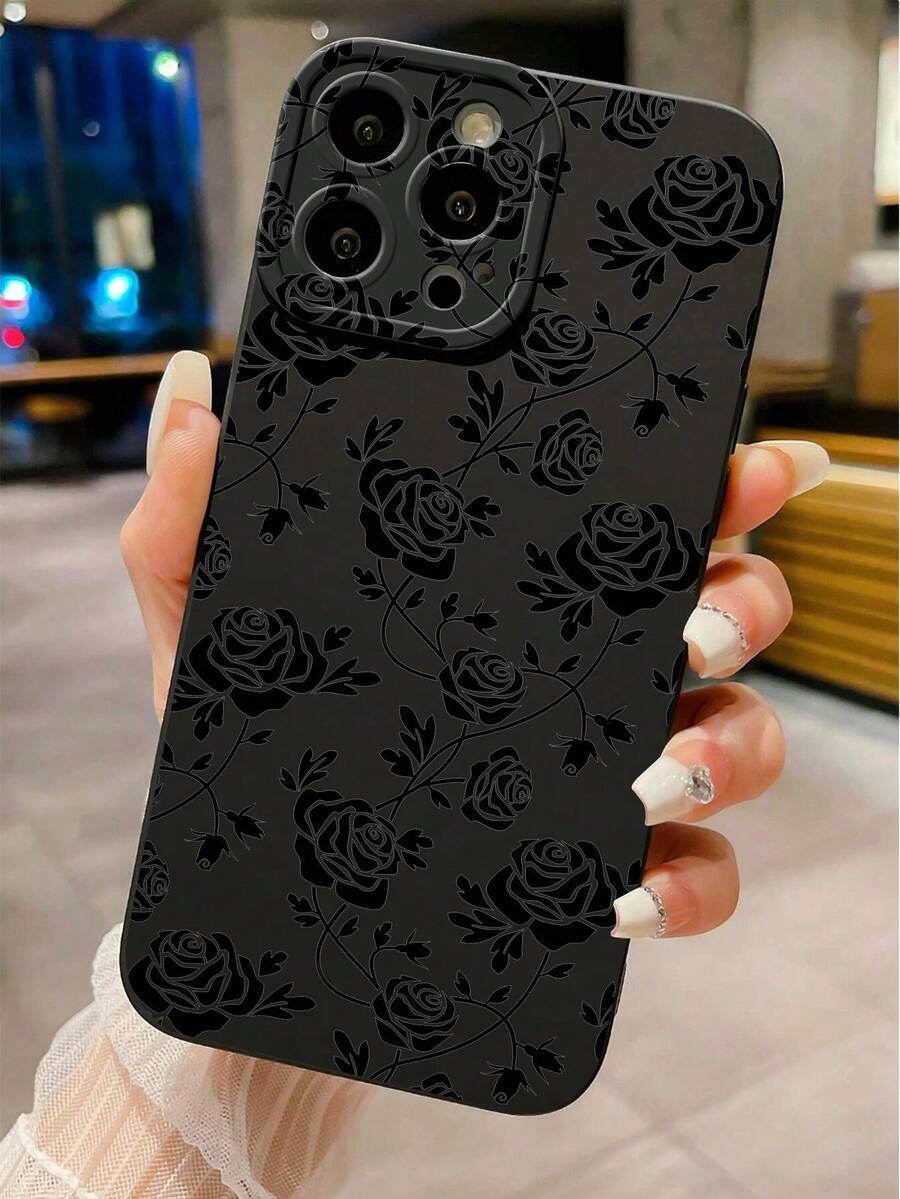 1 chiếc ốp lưng điện thoại TPU hình hoa hồng lãng mạn mới, tương thích với iPhone 17/16 Pro Max/16 Pro/16/13 Pro Max/12 Pro Max 11, 15 Pro Max, 14 Pro Max/Galaxy/Honor/Note 13 Pro/S23 Ultra/S24 Ultra/S25/A56, phiên bản quốc tế, không phải phiên bản nội địa. - màu đen - Xem 1