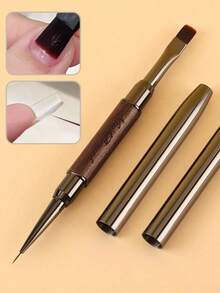 Beautizon Nailartlab 1Pc Nail Art Brush Double-Ended Drawing Line Painting Glue Pen, DIY Art Frosted Pen Holder Drawing Glue Drawing Line Nail Art Pen With Pen Cap, Women's Nail Salon Supplies