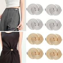 1/2/3 Pairs Adjustable Waist Buckle, Seamless Detachable Skinny Jeans, Spiral Instant Adjustment Buckle, Fashionable Elegant Swirl Button Accessory For Pants And Skirts - Silver And Black Gold Color - Multicolor - View 12