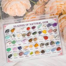 50pcs Natural Stone Mineral Specimen Box, Including Tiger Eye, Amethyst, Citrine, Aquamarine, Etc., Suitable For Home Decor, Interior Decoration, Gift Giving, Collection, Scientific Research, Unique Birthday Gift For Children - 50 Kinds Of Gem - View 6
