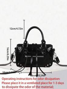 1pc Women's Motorcycle Shaped Pillow Bag, Fashion Portable Pink Shoulder Crossbody Bag, 2025 New Arrival, Odor Removal Instructions: Place In A Ventilated Area For 1-3 Days To Dissipate Material Odor. - Black - View 5