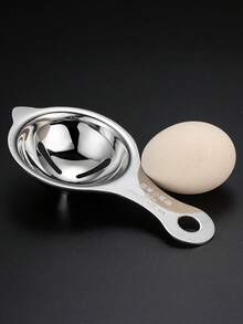 1pc Stainless Steel Egg Yolk Separator, Suitable For Restaurant Kitchen - Easy Egg Yolk Filtration And Separation Tool, Perfect Cooking And Baking Results - Silver - View 4
