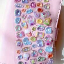 Ein süßer japanischer Aufkleber, farbenfroher 3D geprägter Acryl-Diamant-Aufkleber mit Sushi-Essen, Kaninchen, Obst, geeignet für Scrapbooking und Bürodekoration mit Cartoon-Tier-Selbstklebe-Aufklebern, perfekt für DIY-Projekte und Bastelaufkleber für Büromaterial.