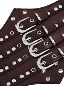 1 bộ đồ nữ màu nâu phong cách đường phố hai hàng khuy gợi cảm cạp rộng cạp chun thích hợp cho tiệc Halloween, tụ tập hoặc đi làm hàng ngày - màu nâu - Xem 6