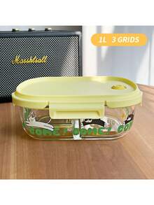 Cute Cartoon Cat High Borosilicate Glass Lunch Box - Microwave , Food Storage Container, Single/Double/3-Compartment Design, Essential For Office Workers And Back To School - Multicolor - View 11