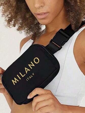 1 Peça Bolsa Transversal Mini com Alça Ajustável, Pochete com Estampa Italiana, Pochete de Nylon, Bolsa de Cintura Esportiva à Prova d'Água, Bolsa Transversal Multifuncional para o Peito, Bolsa de Cintura Pequena com Alça Ajustável, Adequada para Compras, Viagens, Esportes, Melhor Presente para o Dia das Mães (3 Opções de Cor)