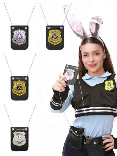 1pc Unisex Rabbit Badge, Deputy Sheriff Badge, Includes Universal Costume Prop Leather Metal Sheriff Badge, Cowboy Party Decor Badge, Suitable For Halloween, Christmas, Role Play, Daily Wear, Masquerade, Cosplay