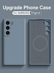 VRNOEI 适用于三星 Galaxy S24 S23 S22 S21 S25 Ultra Plus 的原装磁吸手机壳，软壳防震保护套，支持磁吸无线充电，柔软 TPU 材质，防水防摔防刮。 - 煙藍色 - 查看 11