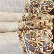 1件优雅乡村风涤纶桌旗，饰有精致的3D立体花卉蕾丝刺绣和精致滚边 - 米色涤纶长方形桌旗，适用于家居装饰、厨房、餐厅、室内/室外庆典、野餐、派对和婚礼，户外桌布，精致刺绣，装饰面料，贴合式桌布 - 亞麻色 - 查看 1