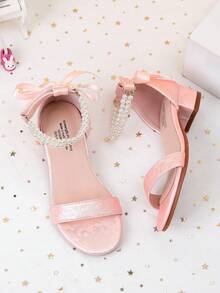 Summer New Arrival Printed Fabric Strap Girls High Heel Sandals, Girls' High Heel Dance Shoes For Student Performance And Daily Activities, Wedding Shoes - Pink - View 1