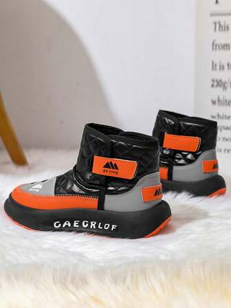 Winter New Men's Leather Waterproof Warm Snow Boots, Thick Fur Lining High-Top Outdoor Casual Fashion Teenager Snow Boots, Black Boots