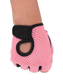 1 Pair Half Finger Breathable Polyester Fitness Gloves - Pink - View 8