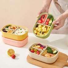 Cute Cartoon Plastic Lunch Box With Detachable 3 Compartments, Microwave Divided Bento Box, Portable Fruit Salad Food Storage Container, Refrigerator Fresh-Keeping Box, Lunch Container For Student Adult Use In Home, Office, Picnic, Back To School - Multicolor - View 4