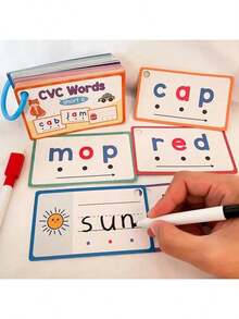 60pcs Reusable CVC Word Learning Flash Cards, Suitable For Preschool Kids, Ideal For Reading, Spelling, Word Building And Writing Practice, Perfect For Early Childhood Education, Back To School - Multicolor - View 6