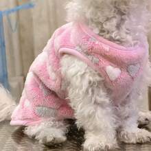 Coral Fleece Heart Pattern Pet Vest, Cute Backless Design, Suitable For All Seasons - Pink - View 4