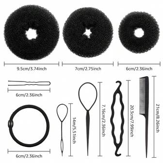3 piezas Accesorios para el cabello de mujer - Moldeador de moño de rosquilla, 20 piezas Horquillas en forma de U, Moldeador de moño fácil para moño despeinado, Adecuado para fiesta, cita, boda, yoga, correr, bailar, Kit de herramientas para el cabello