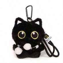 1个可爱草莓黑猫毛绒吊坠钥匙扣玩偶背包挂件 - 黑色 - 查看 10
