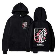 The New Men's Hoodie From The Anime Attack On TitanES For Autumn And Winter Is A Casual And TrendyS Streetwear For Men - 黑色 - 查看 1