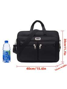 1pc Fashionable Versatile New Large Capacity Men's Bag, Commuter Briefcase Laptop Bag Bible Bag Office Bag Laptop Case - Black - View 9