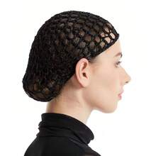 Women's Mesh Bag Hair Cap Hand Hook Thick Mesh Bag Full Hair Net Hair Cap Disc Hair Cap Mesh Bag Hand Hook Hat Women's Gift Women's Multifunctional Daily Necessities - 黑色 - 查看 1