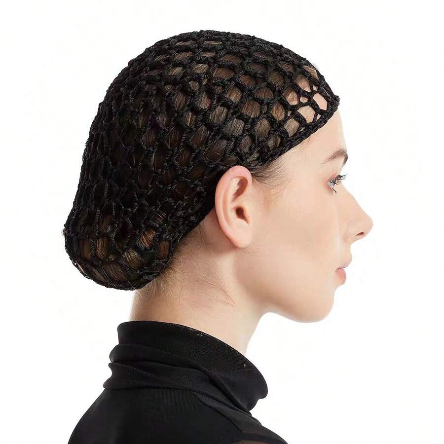 Women's Mesh Bag Hair Cap Hand Hook Thick Mesh Bag Full Hair Net Hair Cap Disc Hair Cap Mesh Bag Hand Hook Hat Women's Gift Women's Multifunctional Daily Necessities - 黑色 - 查看 1