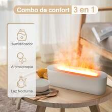 ¡RecomendadoDifusor de Aceites Esenciales y Humidificador para Aromaterapia, 3 en 1 Difuso r de Aroma de Llama, Aceites Difuso r 2 Modos De Luz, Humificador de Aromas para Casa Meditacion Trabajar Relaja Yoga¡Top de Temporada - 1 - Ver 4