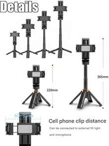 YAIUZGOO Mini 3-In-1 Phone Tripod, Extendable Handle, Detachable Remote, Pocket-Sized, Essential For Travel Photography, Aluminum Alloy, 360° Flexible Rotation, Selfie Stick Tripod, One-Button Operation - Multicolor - View 6