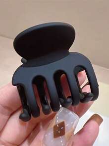 4个/1个 4.1厘米/1.61英寸 黑色和棕色小号哑光方形爪形塑料发夹，时尚百搭，优雅简约纯色发爪，适合日常、休闲、派对、通勤、海滩、丸子头、马尾辫、洗脸、化妆等场合，时尚发饰 - 彩色 - 查看 10