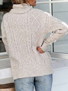 2025 Autumn Winter New High Neck Knitted Sweater European And American Style Women's Knitwear - 灰色 - 查看 3