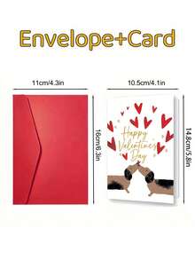 1 st sött taxpar alla hjärtans dag-hälsningskort, söt valpkyss-kärlekskort för par, älskare och hundfans