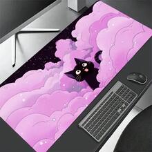 1PC Black Cat Clouds Fast Delivery Keyboard Pad Lock-Edge Extended Mousepad Kawaii Pink Purple Office Desktop Protection Pad XXL Rug - Multicolor - View 3