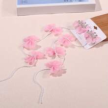 2pcs New Mesh Bow Long Chain Tassel Children's Braided Hair Clips, Cute Sparkling Rhinestone Crown Bow Pair Clips For Girls, Pink Side Clips, Duckbill Clips, Suitable For Daily And Festival Wear, Birthday Party Wear, Children's Birthday Gift - 2件 藍色 - 查看 10