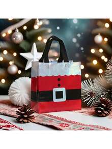 20 Pcs Christmas Gift Bag With Laser Engraved Handle, Holographic Santa Design - Christmas Bags, Gift Bags, Party Gift Bags,Non-Woven Bag ,9.05x8.66x4.3in Large Capacity Gift Bag, Suitable For Party Carrying, Suitable For Birthdays, Anniversaries,Gift Exchange, Baptisms, Christmas Gifts, Etc - Multicolor - View 7