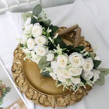 Bó hoa giả màu trắng ngà, bó hoa cho phù dâu, lễ cưới, tiệc tùng, kỷ niệm, trang trí bàn ăn. - Nhiều màu - Xem 4