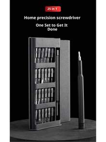 1pc 25-In-1 Precision Screwdriver Set, S2 Steel Bits, Suitable For Phone And Watch Repair, Aluminum Alloy Handle, Cross-Border Wholesale Tool Kit - Black - Multicolor - View 5