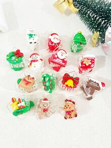 20pcs Women's Christmas Themed Random Assorted Christmas Tree, Santa Claus, Snowman, Gift Bag, Teddy Bear, Gingerbread Man, Triangle Hair Clips Hair Claw Winter Hair Accessories Fashion Claw Clips - Claw Clamp - View 10