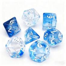 7 piezas de dados poliédricos transparentes de alta calidad en color azul, adecuados para juegos de rol y juegos de mesa, dados de D&D, aptos para juegos de mesa, gran regalo para Acción de Gracias/Navidad/Día de San Valentín, decoraciones navideñas