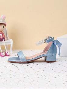 Summer New Arrival Printed Fabric Strap Girls High Heel Sandals, Girls' High Heel Dance Shoes For Student Performance And Daily Activities, Wedding Shoes - Blue - View 5