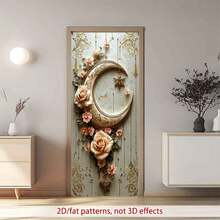 2D Polyester Ramadan Door Banner 1pc Exquisite Crescent - Shaped Wall Decor With Roses And Golden Embellishments Eid Al-Fitr Photo Props And Supplies, Suitable For Muslim Ramadan And Eid Al-Adha Celebrations, Islamic-Themed Holiday Decorations - 1pcs - View 5