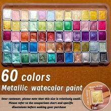 60 Colors Pearl Watercolor Pigment, Dyes, Pearlescent, Metallic, Shimmer, Glitter, Starry Solid Paint Mini Travel Portable Art Kit For Painting, Writing, Drawing, Lightweight, DIY Supplies For Beginners, Artist, Adults, Students, Professionals - 60 màu - Xem 10