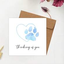 1PC Dog Condolence Card, We Miss You, Pet Death Card, Mourning Dog Paw Print Greeting Card - Multicolor - View 6