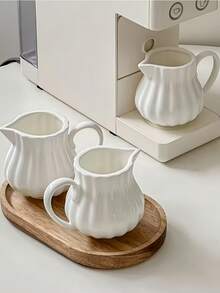 1 件 200 毫升/6.7 盎司陶瓷微波炉适用小型牛奶壶、牛奶肉汁碗、咖啡滴滤杯圣诞礼物、学校用品