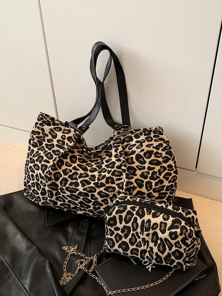 Autumn And Winter Large Capacity Bag New Women's Bag Crossbody Bag Leopard Print Shoulder Bag Tote Bag