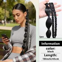 1/2 Packs 18" Lantern Bubble Braid Ponytail - Heat Resistant Synthetic Hair Extensions With Elastic Bands For Women, Christmas Party & Festival Hairstyle (Easy No-Braid Style) - Multicolor - View 19