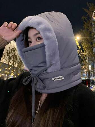 Winter Warm Ear Protection Trapper Hat For Women, Ski & Cycling Windproof Ski Mask Scarf Set