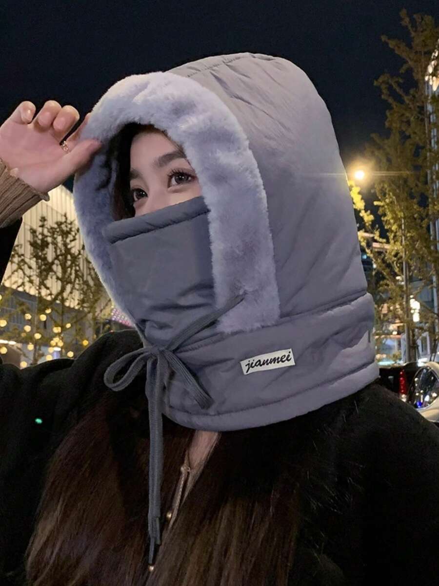 Winter Warm Ear Protection Trapper Hat For Women, Ski & Cycling Windproof Ski Mask Scarf Set