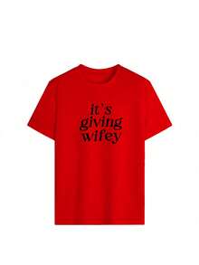 Its Giving Wifey T-Shirt - Bride To Be Shirt, Newlywed Tee, Engagement Gift, Honeymoon Outfit, Wedding Day TShirt, Wifey Vibes, Bride - Red - View 3